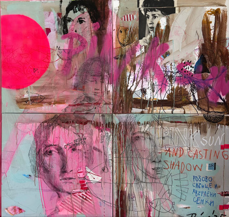 Pink Sun And Casting Shadow, 2025, Acrylic on canvas, 120x120 cm,  €2490